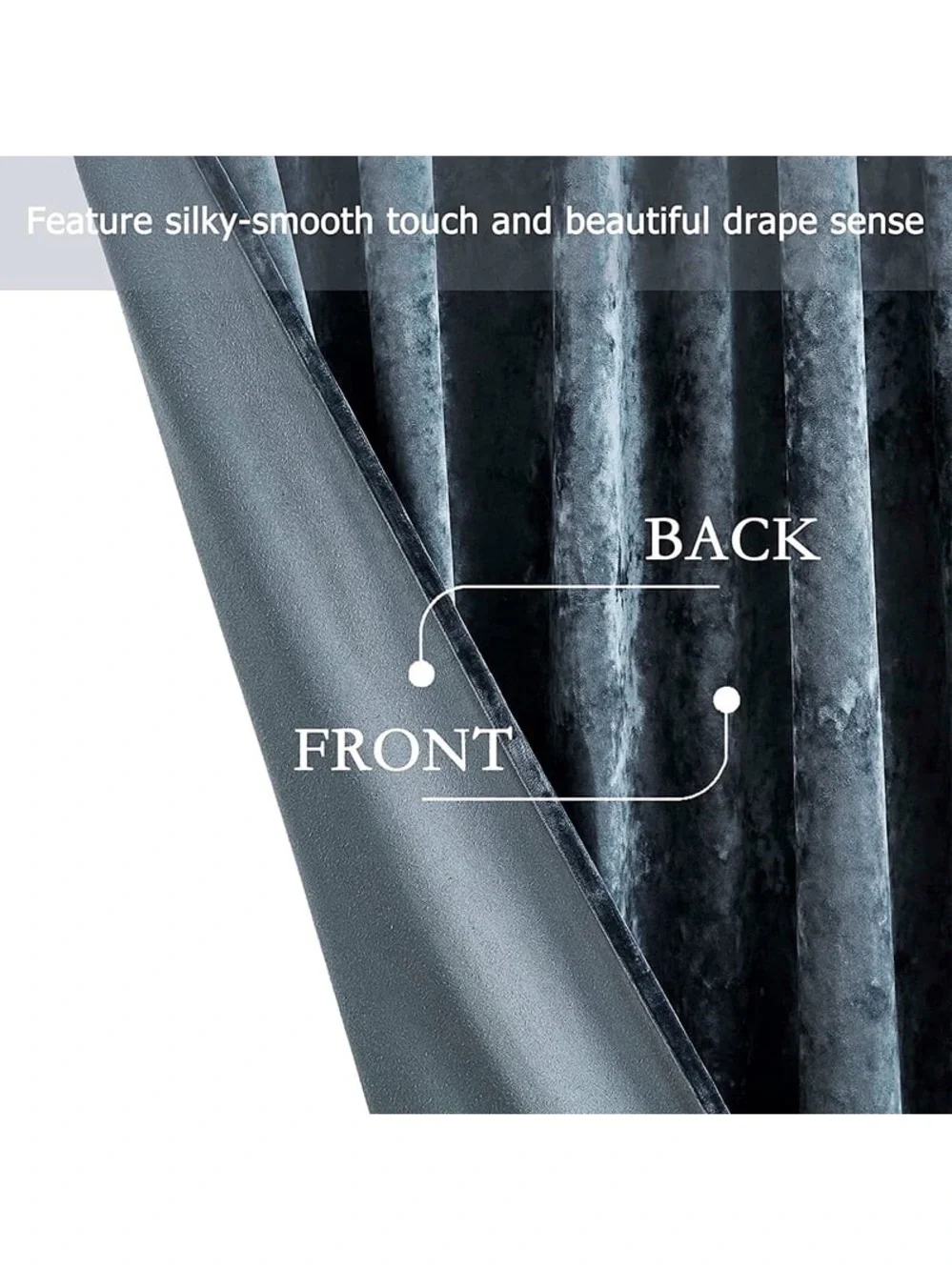 Velvet Rod Pocket Window Curtains - Slate Blue 100x96in